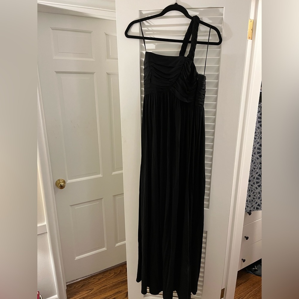 ABS COLLECTION long one shoulder black gown sz XS